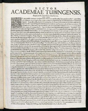 Rector Academiae Tubingensis, Eâ, quâ par est, honorificâ compellatione, Lecturis Salutem : Sic ergo morbi, mortisque initialem habuit diem ...