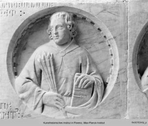 Reliefs: die Heiligen Oktavian, Viktor, Clemens und Justus - Arca di San Ottaviano