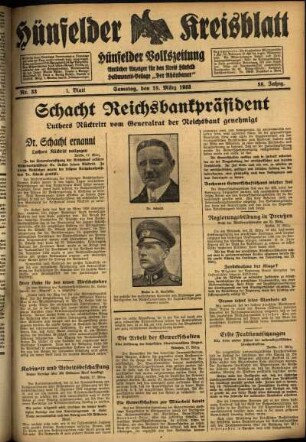 Erste Ausgabe vom Samstag, den 18. März 1933.