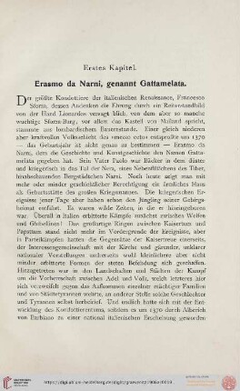Erstes Kapitel. Erasmo da Narni, genannt Gattamelata
