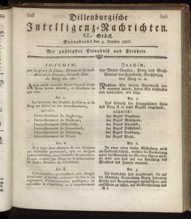XL. Stück... den 4. October 1806 - XLIII. Stück... den 25. October 1806.