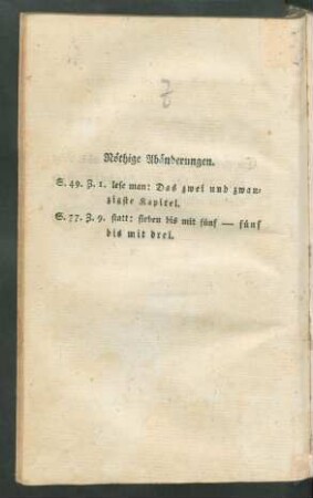 Nöthige Abänderungen.