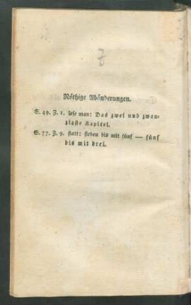 Nöthige Abänderungen.