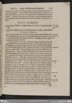 Epist. LXXXIX. Augustinus Hilario, respondens ad illius percontationes