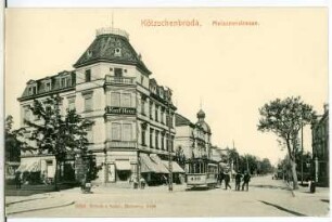 Kötzschenbroda. Meißner Straße mit Straßenbahn