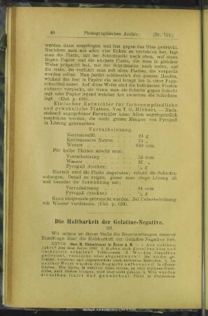 Die Haltbarkeit der Gelatine-Negative