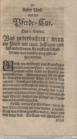 Ander Theil/ von der Pferde-Cur.
