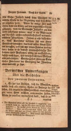 Vermischte Anmerkungen über die Geschichte des zweyten Zeitraums