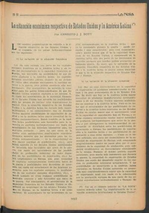 La situación económica respectiva de Estados Unidos y la América Latina