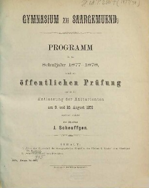 Programm : für das Schuljahr ... 1877/78