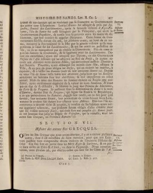 Section VII. Histoire des autres Iles Grecques.