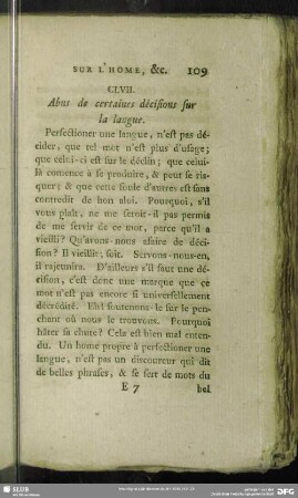 CLVII. Abus de certaines décision sur la langue
