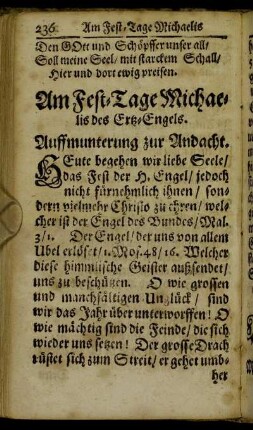 Am Fest-Tage Michaelis des Ertz-Engels.