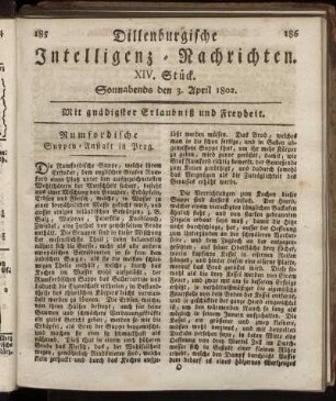 XIV. Stück... den 3. April 1802 - XVII. Stück... den 24. April 1802.