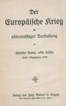 Bd. 5, Hälfte 1: Juli - September 1916
