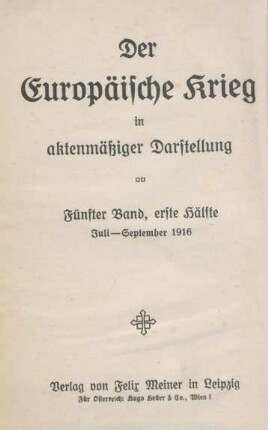 Bd. 5, Hälfte 1: Juli - September 1916