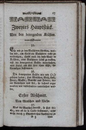 Zweytes Hauptstück. Von den bewegenden Kräften.