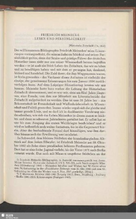 Friedrich Meinecke. Leben Und Persönlichkeit