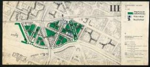 Sanierungsgebiet Kreuzberg Süd SKS, Berlin-Kreuzberg: Entwurfsvorschlag für die städtbauliche Planung: Freifläche, Fußwege, Bolzplätze 1:2000, Planbezeichung III