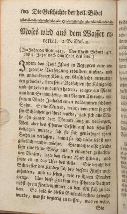 Moses wird aus dem Wasser errettet. 2 B. Mos. 2.