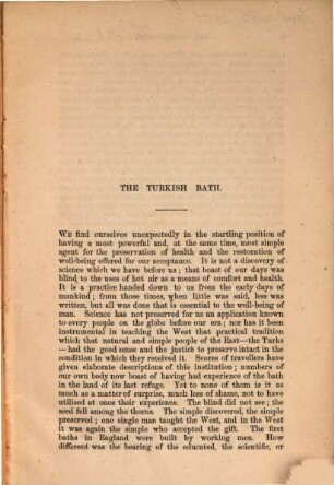 The Turkish Bath : Thudichum's paper, read before the medical society of London. Reprinted from the first volume of the Society's Transactions