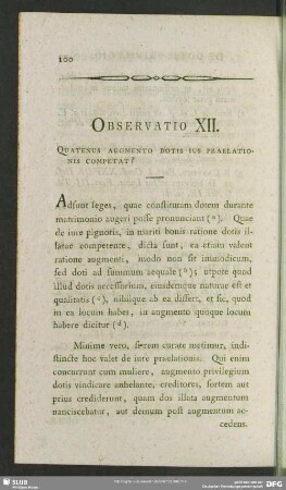 Observatio XII. Quatenus Argumento Dotis Ius Praelationis Competat?