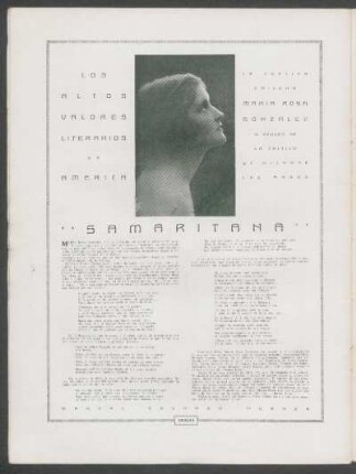 Samaritana : Los altos valores literarios de América - La poetisa chilena María Rosa González a través de la crítica