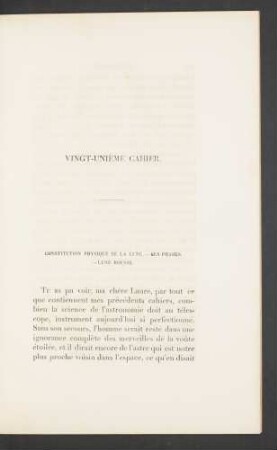 Vingt-unième cahier. Constitution physique de la lune. [...]