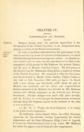 Chapter IV. Administration and revenue