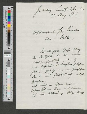 Brief an Werner von Melle