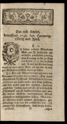 Das erste Kapitel, betreffend 1748. den Hornung Mertz und April