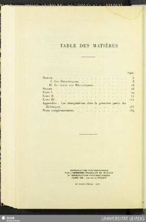 Table de matières