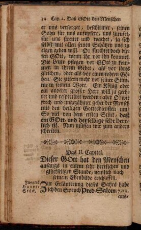 Das II. Capitel. Dieser Gott hat den Menschen anfangs [...] nach seinem Ebenbilde erschaffen.