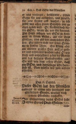 Das II. Capitel. Dieser Gott hat den Menschen anfangs [...] nach seinem Ebenbilde erschaffen.