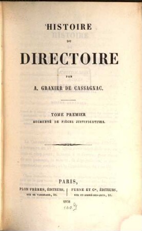 Histoire du Directoire. 1
