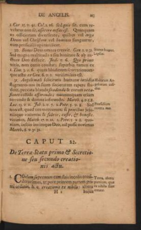 Caput 22. De Terrae Statu primo & Secretione seu secundo creationis actu.