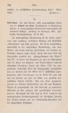 702-704 [Rezension] Riess, Richard, Bibel-Atlas