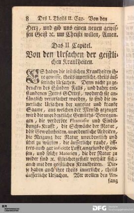 Das II. Capitel. Von den Ursachen der geistlichen Krankheiten.