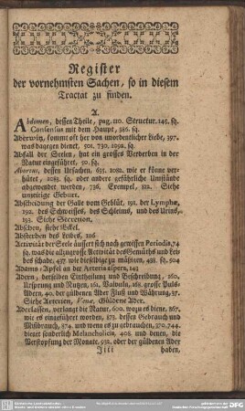 Register der vornehmsten Sachen, so in diesem Tractat zu finden