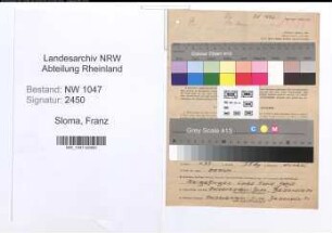 Entnazifizierung Franz Sloma , geb. 19.11.1906 (Hausmeister)
