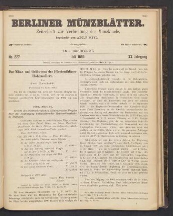 No. 227. Juli 1899