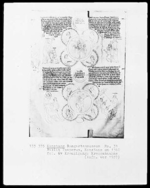 Biblia Pauperum — Kreuzigung Christi und Kreuzabnahme, Folio 6verso