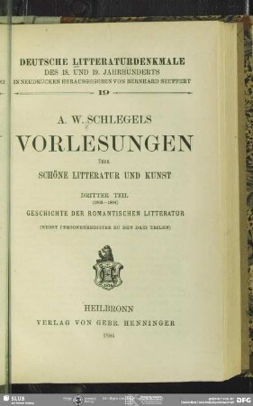 3: (1803 - 1804) - Geschichte der romantischen Litteratur