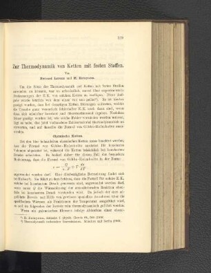 Zur Thermodynamik von Ketten mit festen Stoffen.