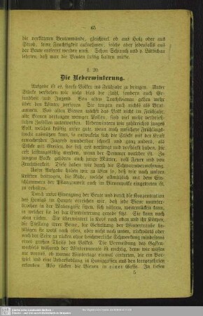 § 20. Die Ueberwinterung