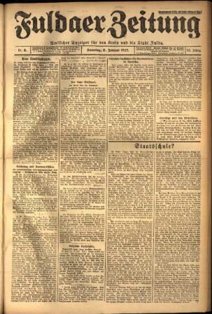 Erste Ausgabe vom Sonntag, den 11. Januar 1925.