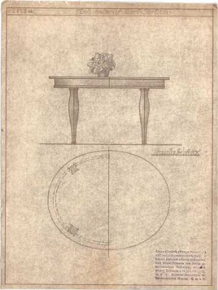 Bertsch, Karl; Möbelentwürfe - Tisch (Ansicht, Teilansichten)