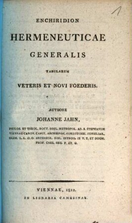 Enchiridion hermeneuticae generalis tabularum veteris et novi foederis