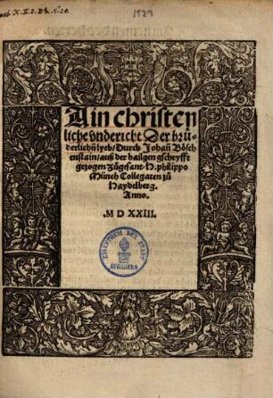 Ain christenliche Undericht der brüderlichen Lyeb