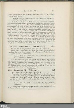 452. 1588, Dezember 31. Wittenberg